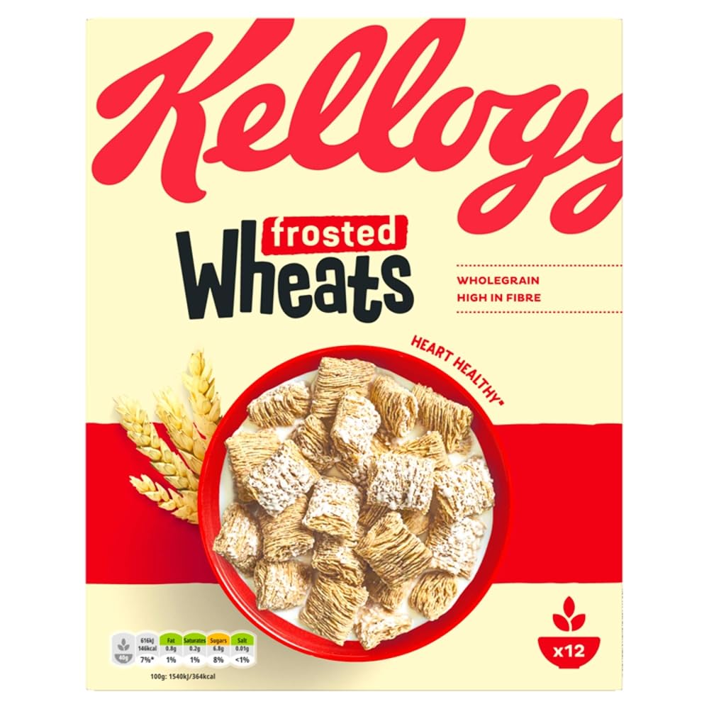 Kellogg's Frosted Wheats Cold Cereal - Shredded Wholewheat with Sugar Topping | 500g 1