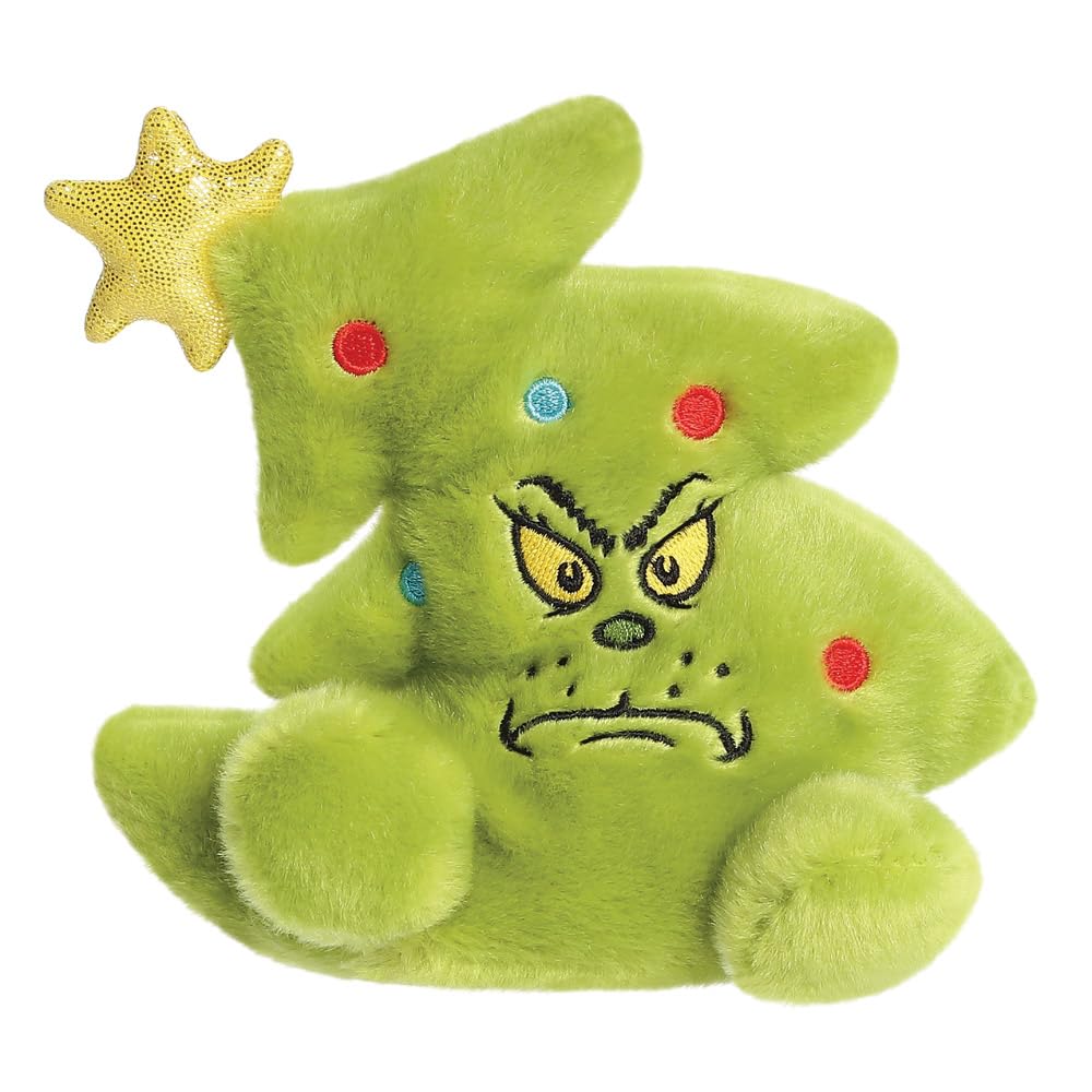 Aurora Palm Pals Grinch Tree Soft Toy - 5 Inch, Green, Suitable from Birth