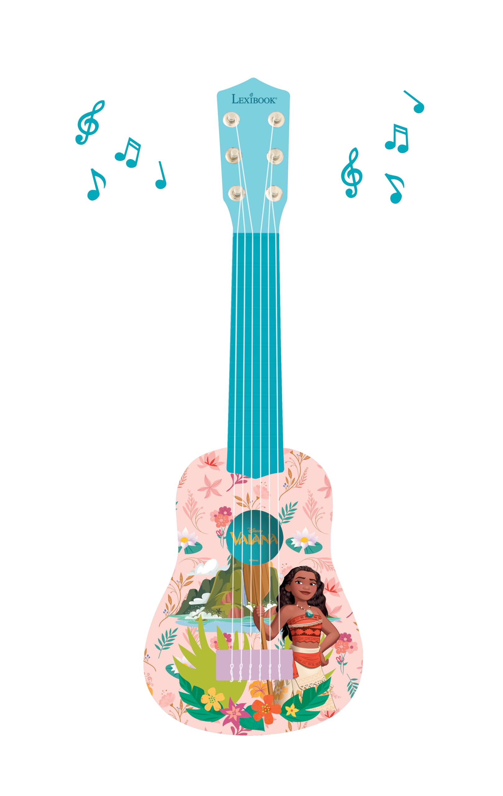 Lexibook Disney Moana My First Guitar - 6 Nylon Strings, 53 cm, Pink/Blue, Ages 3+ 3