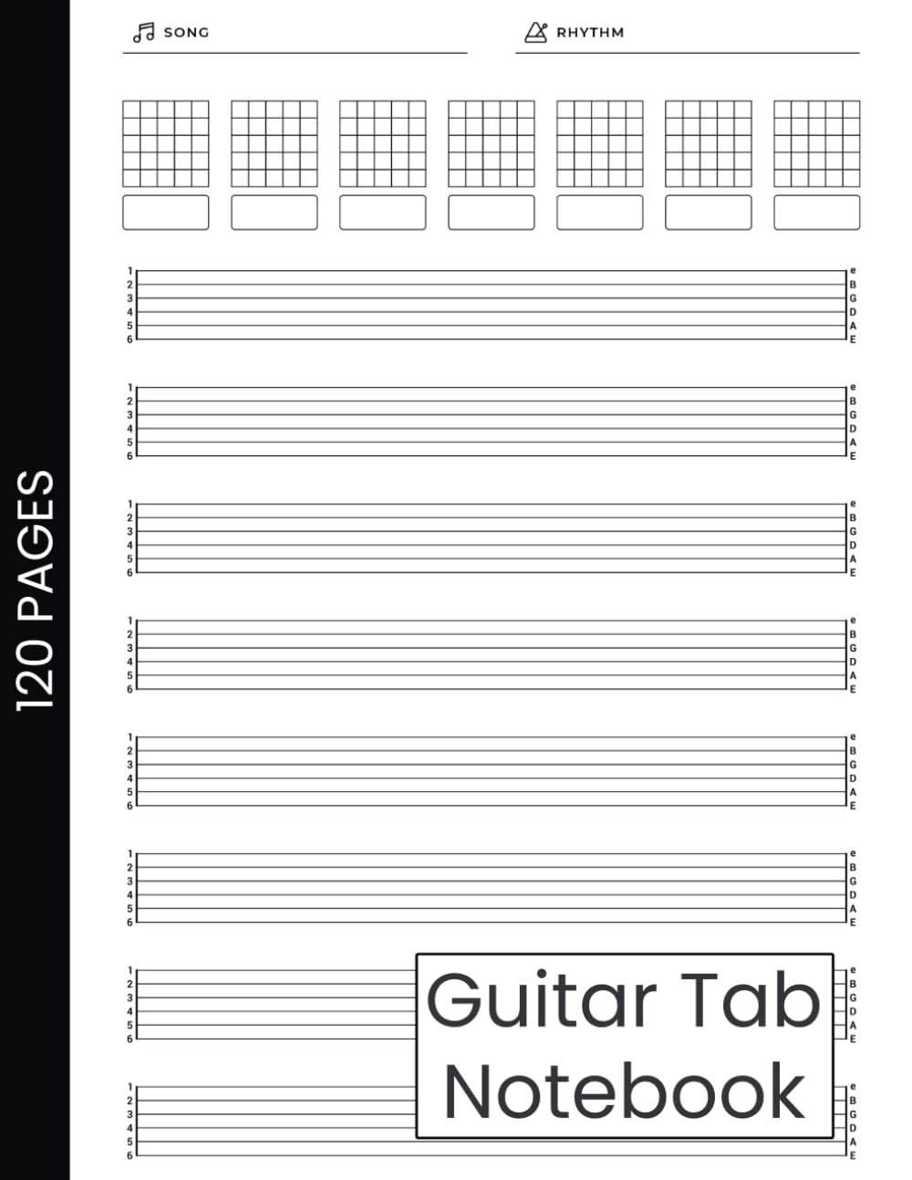 Medle Guitar Tab Notebook - 6 String Tablature Sheets | 120 Pages | 8.5" x 11" Paperback