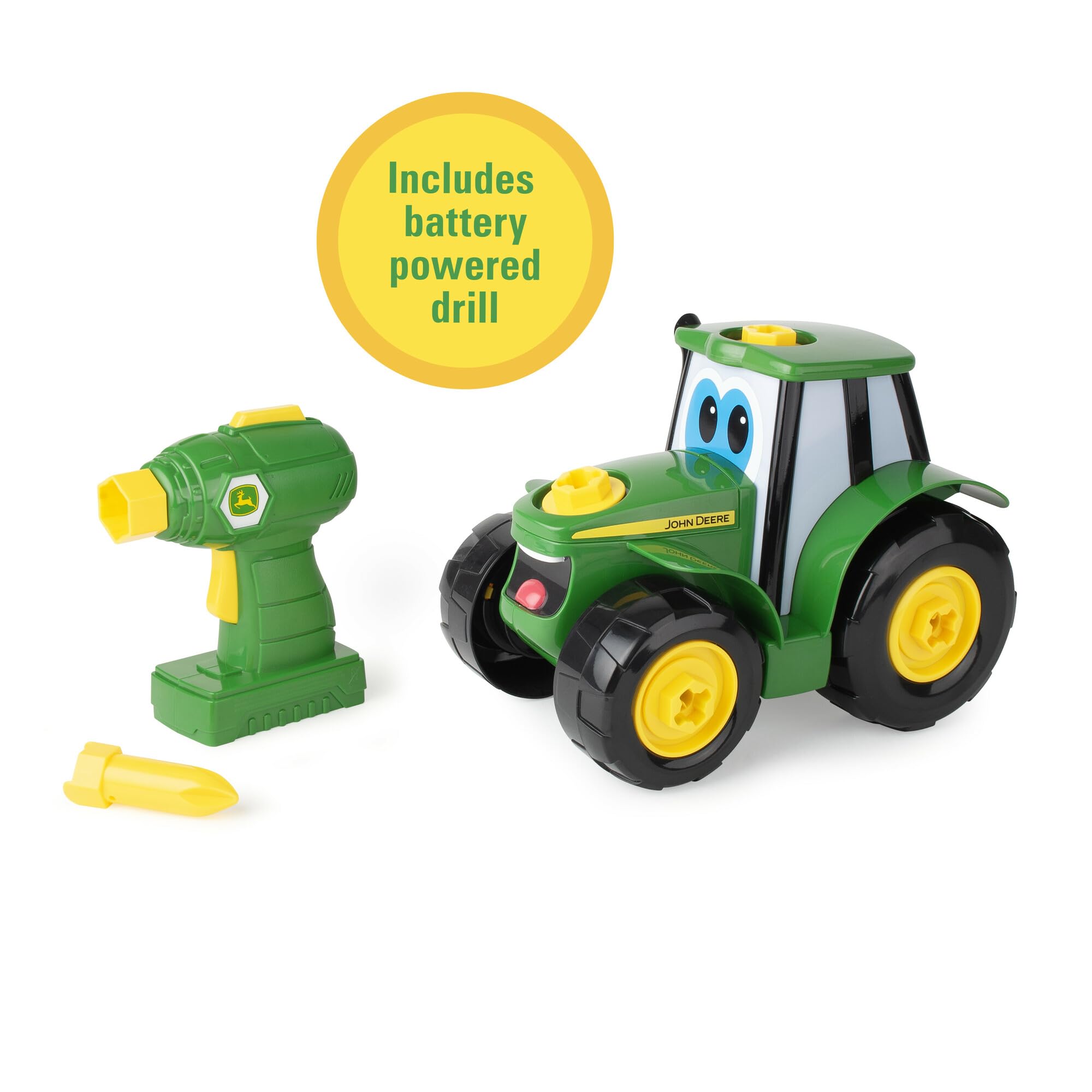 BUILD-A-BUDDY John Deere Build A Johnny Tractor - 16 Piece Building Toy | Motorised Drill | Ages 18 Months+ 5