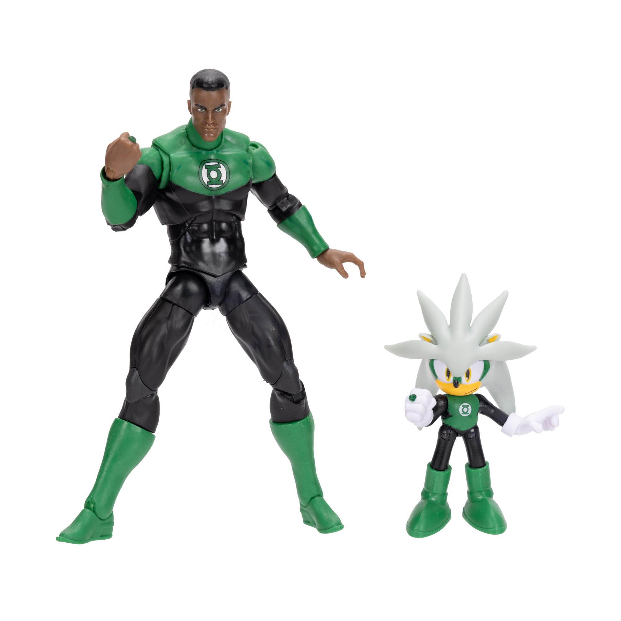 Sonic The Hedgehog DC x Sonic Silver as Green Lantern & Classic Green Lantern Action Figure Multipack