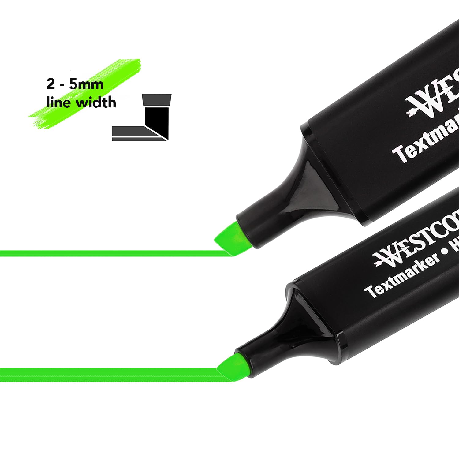 Westcott Highlighter Markers - 4 Pack (Green, Yellow, Orange, Pink) | 2-5mm Tip | Quick-Drying Ink 4