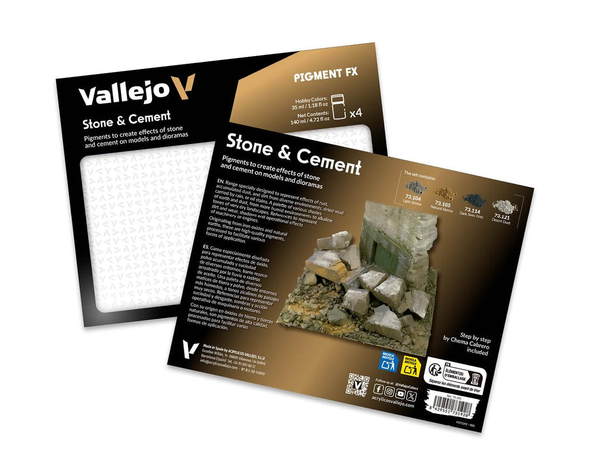 Vallejo Stone & Cement Pigments Set - 4 Pigments, 140 ml