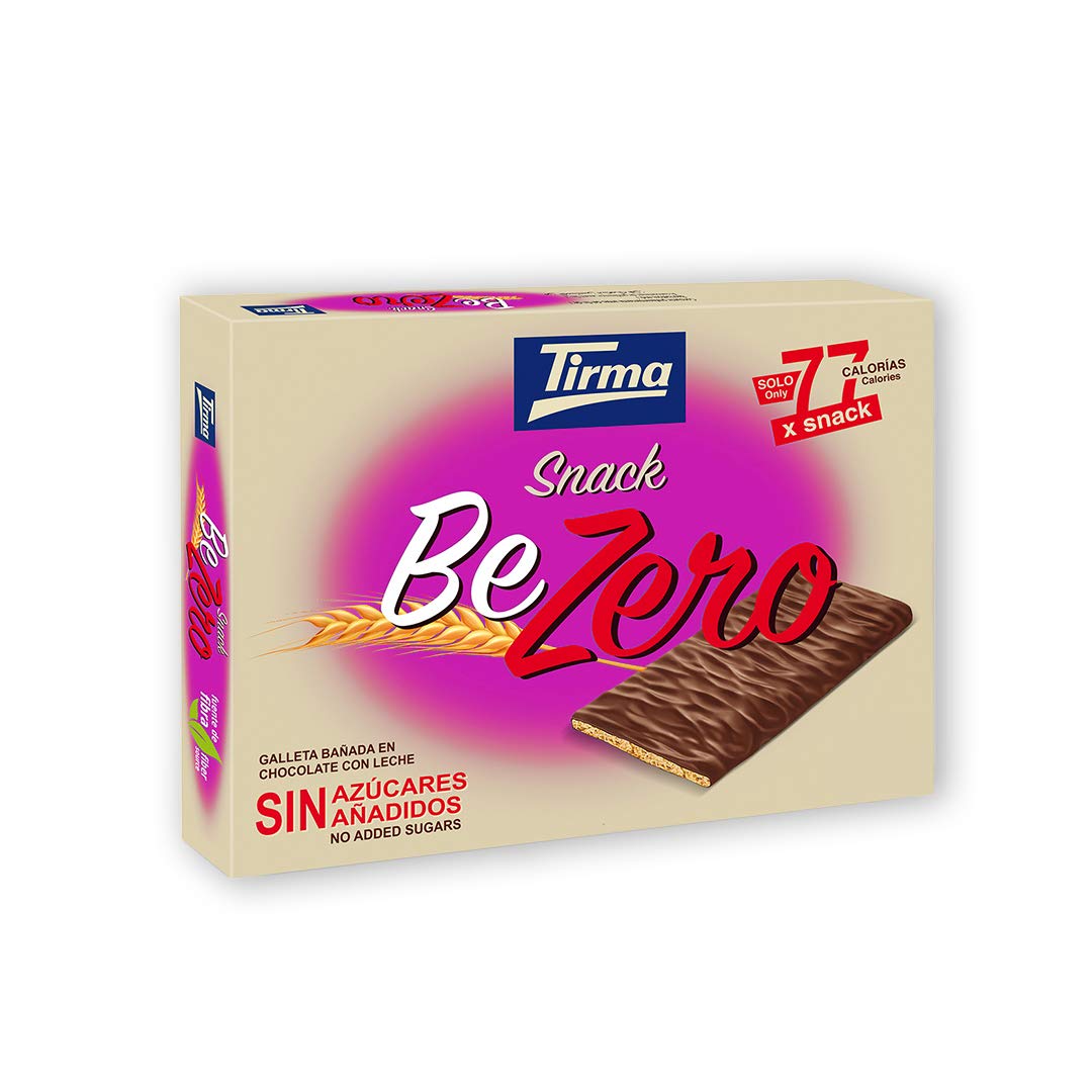 Tirma BeZero Milk Chocolate Light Biscuits - Low Calorie, No Added Sugars, 6 Individually Wrapped Snacks