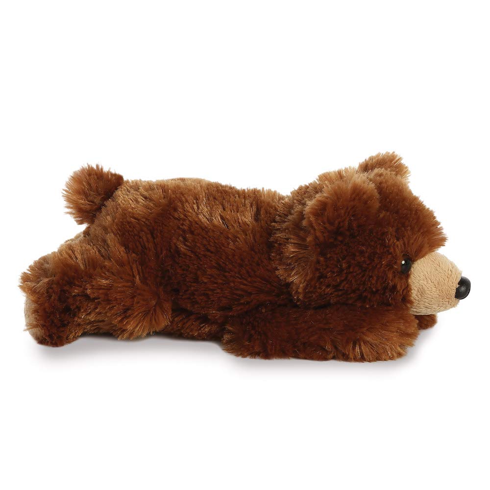 AURORA Mini Flopsie Grizzly Bear Stuffed Toy - Brown Plush | 8 Inch | Suitable from Birth