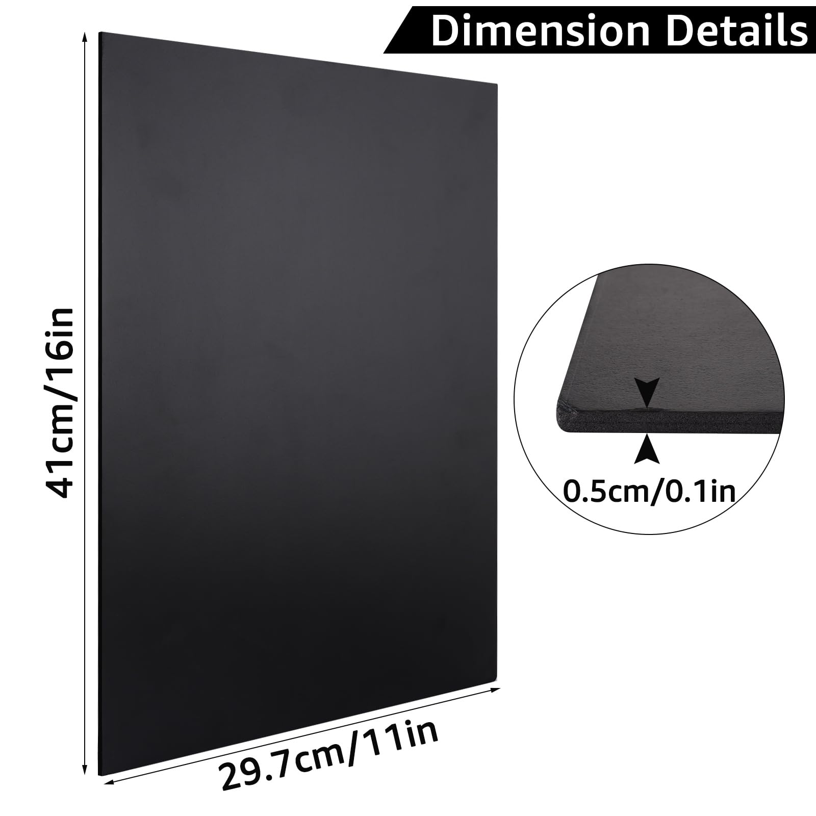 ASelected Black Foam Board - 10 Pack A3 Size, 5mm Thick Polystyrene Sheet for Crafting & Display