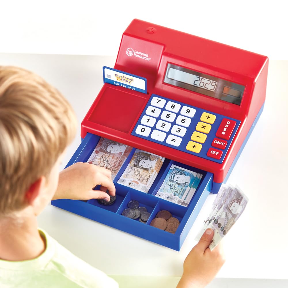 Learning Resources Pretend & Play Calculator Cash Register (UK Currency) | Solar Powered 3