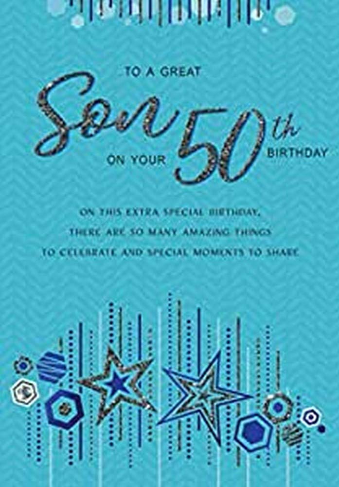 Regal Publishing Modern Milestone Age 50 Son Birthday Card | 9 x 6 inches | Made in the UK