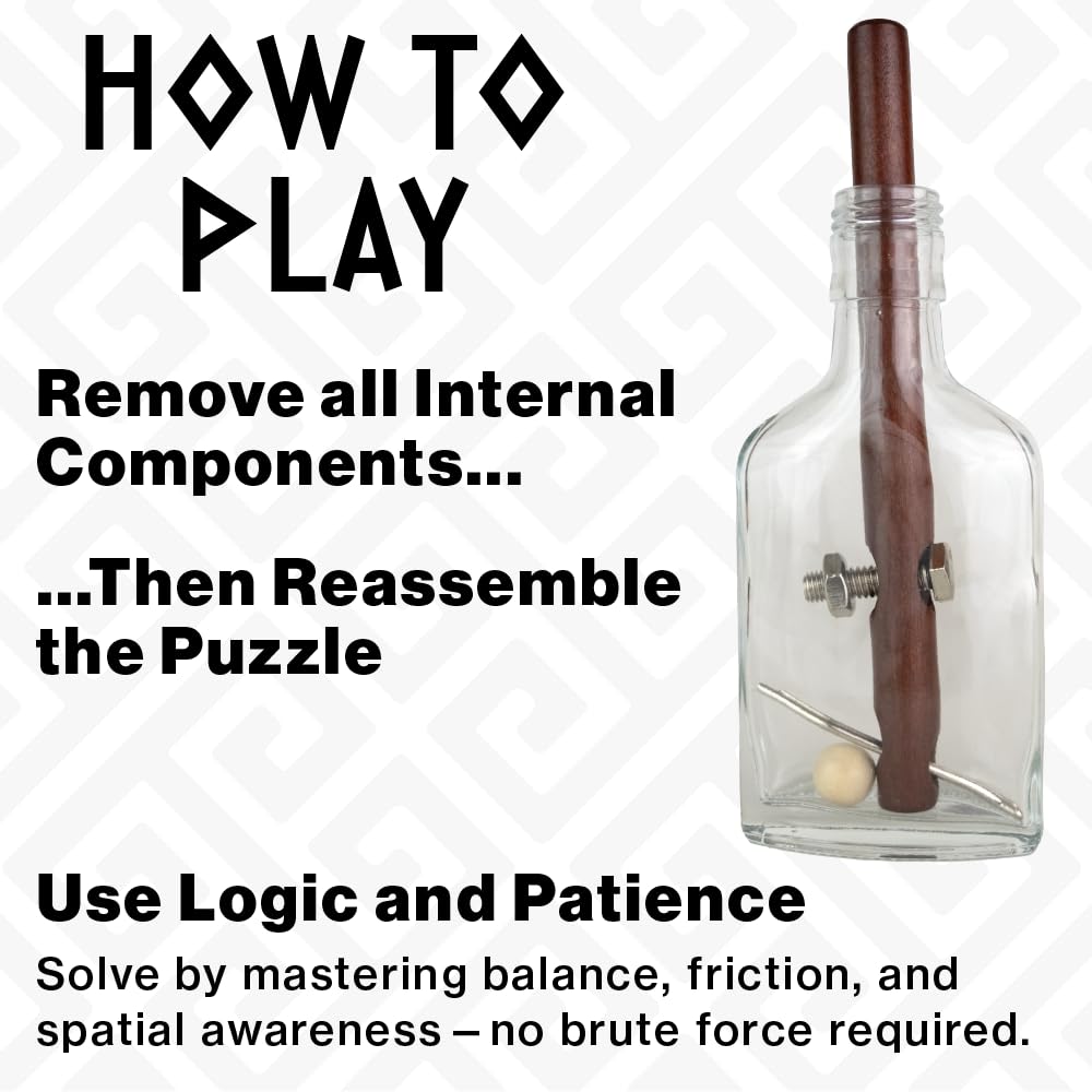 Project Genius True Genius Grecian Bottle Brain Teaser Puzzle - Wooden & Glass 6