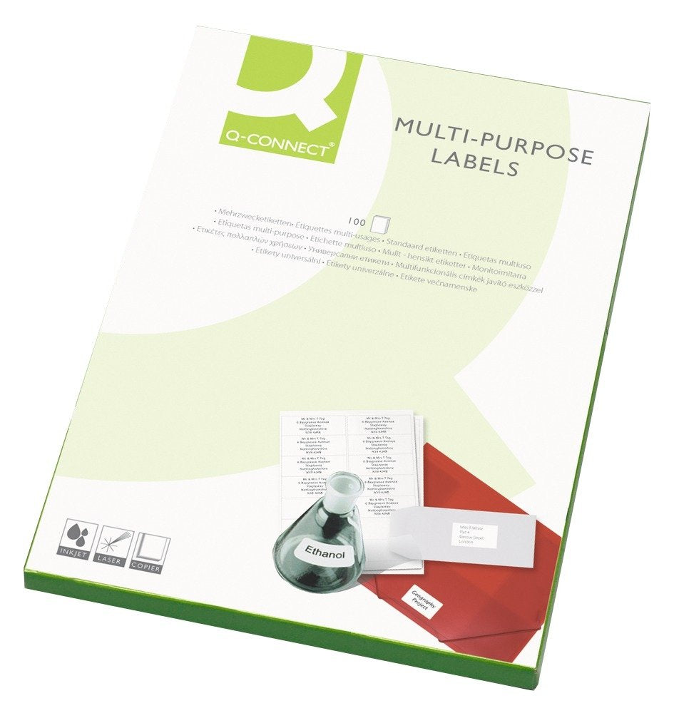 Q-Connect Multipurpose Labels - 199.6x143.5mm White, 2 Labels Per Sheet | 200 Pack