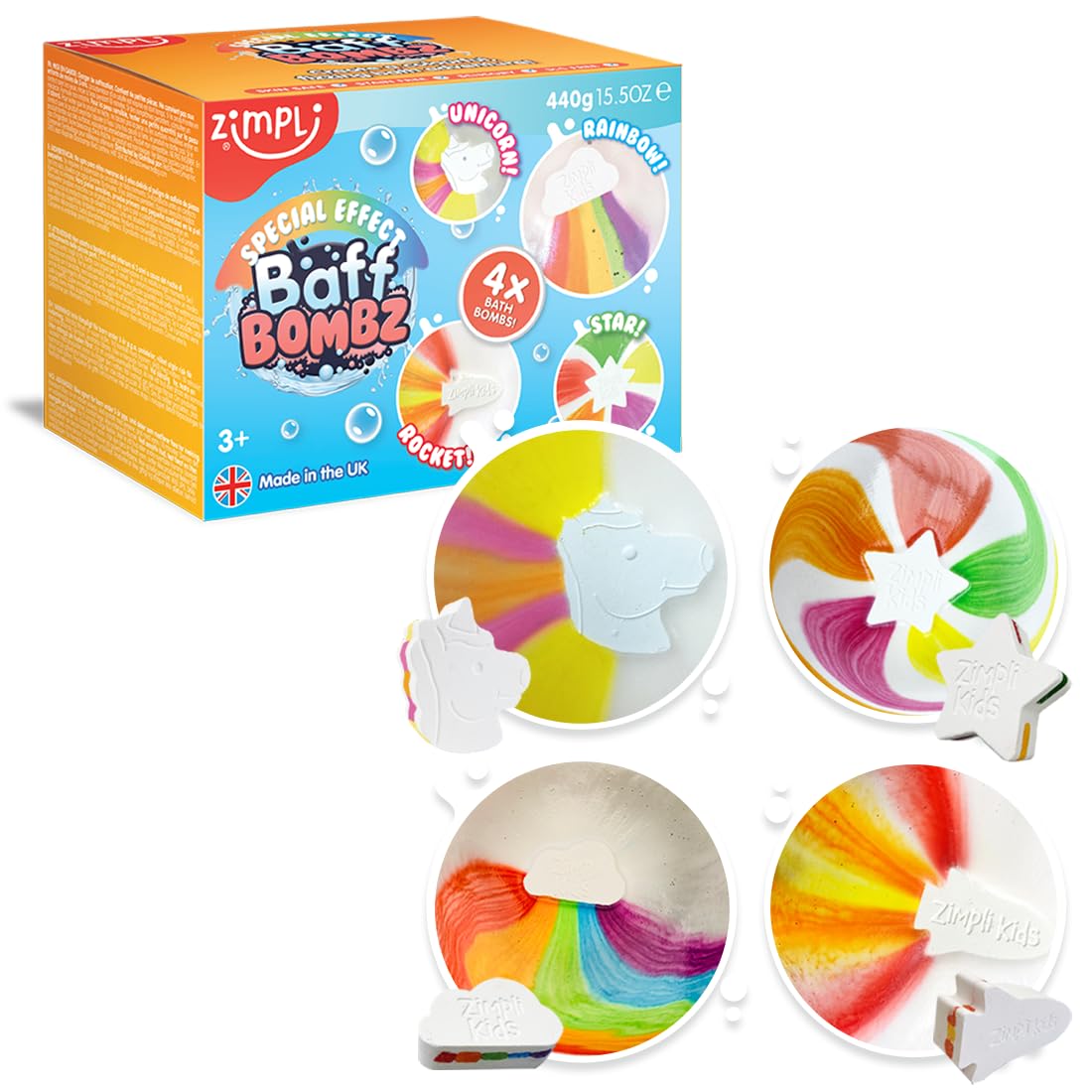 ZIMPLI - 4 Pack Special Effect Baff Bombz Gift Set | Strawberry Scented | Moisturising 1