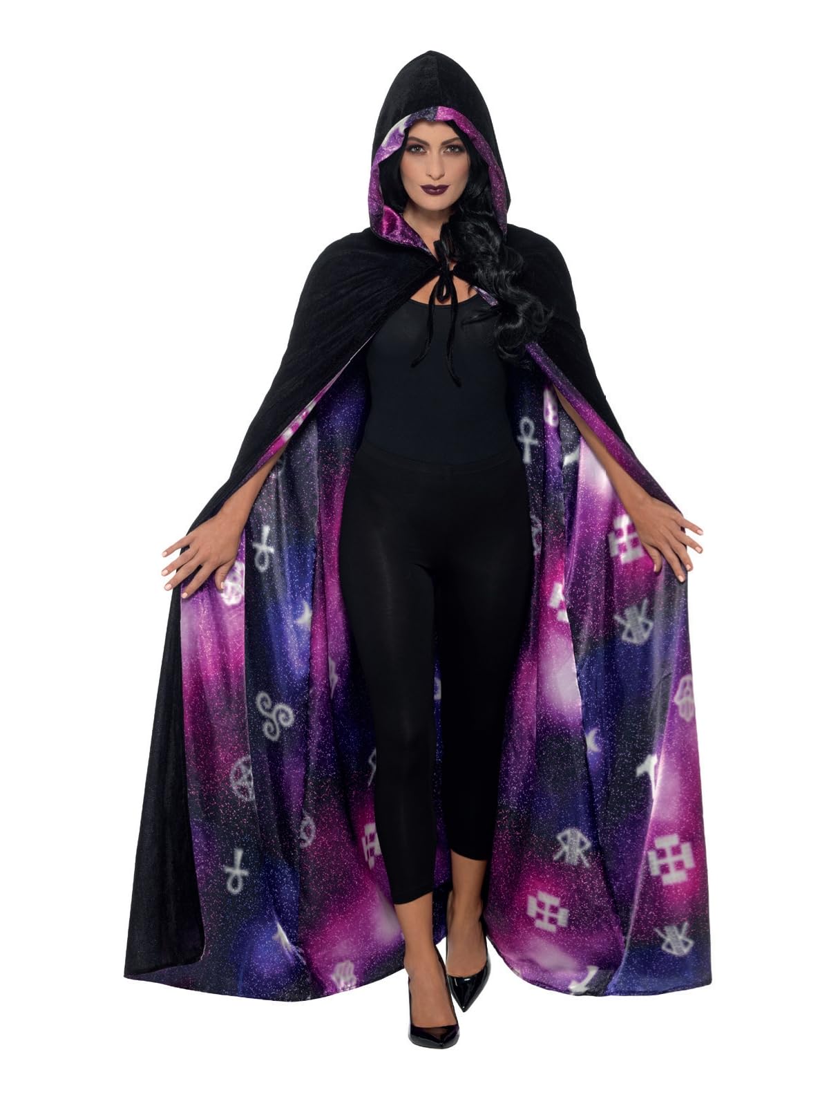 Smiffys Deluxe Reversible Galaxy Ouija Cape, Black & Purple, Unisex Halloween Fancy Dress Accessory 7