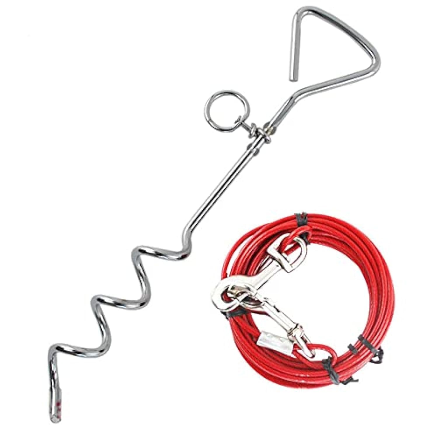 Taylor & Brown Heavy Duty Dog Tie Out Cable with Spiral Ground Stake | 3 Meters | Blue/Red