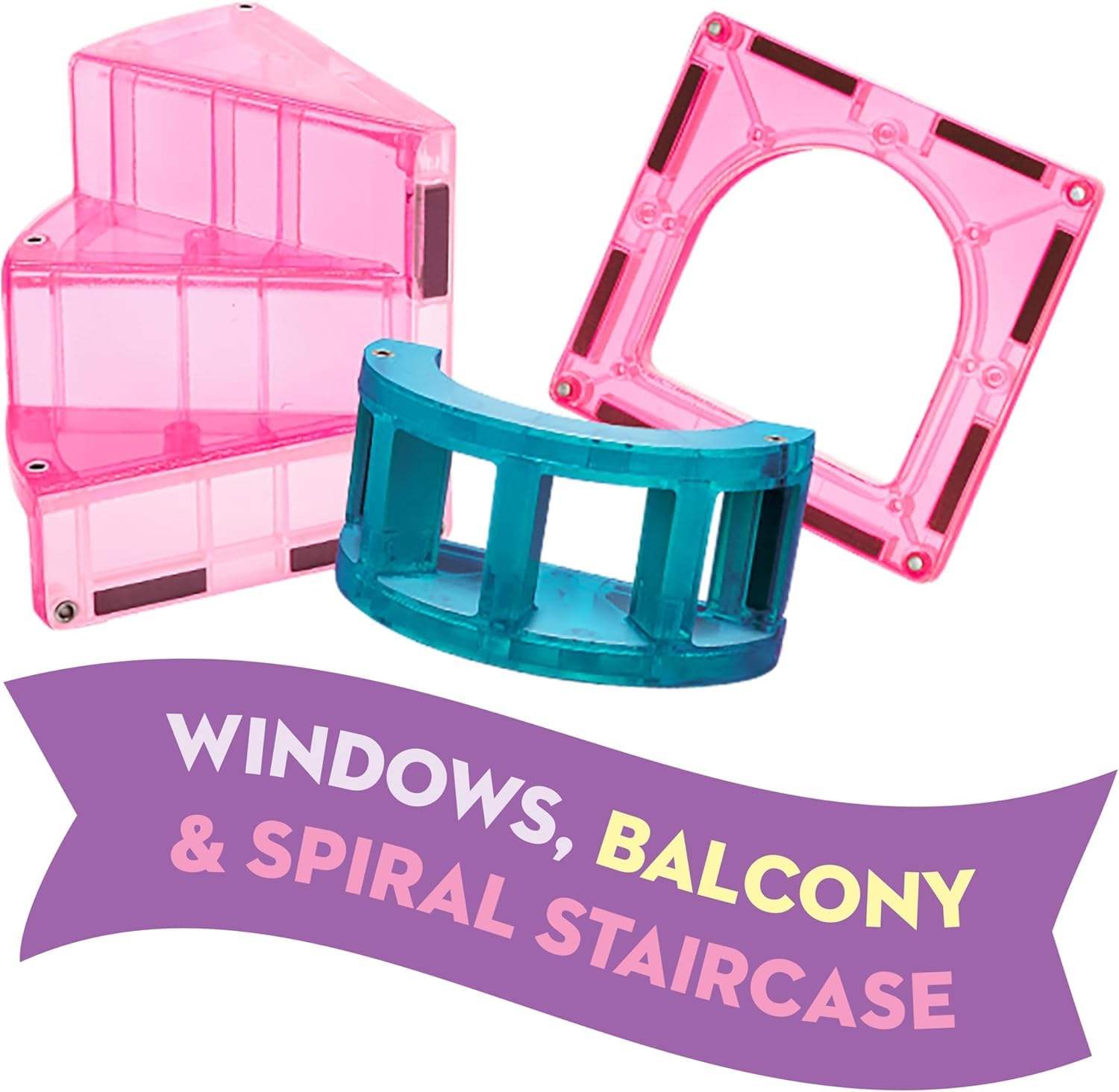 Magna-Tiles Castle DLX 48-Piece Magnetic Construction Set - Drawbridge, Dragon Figure & Spiral Staircase, Ages 3+