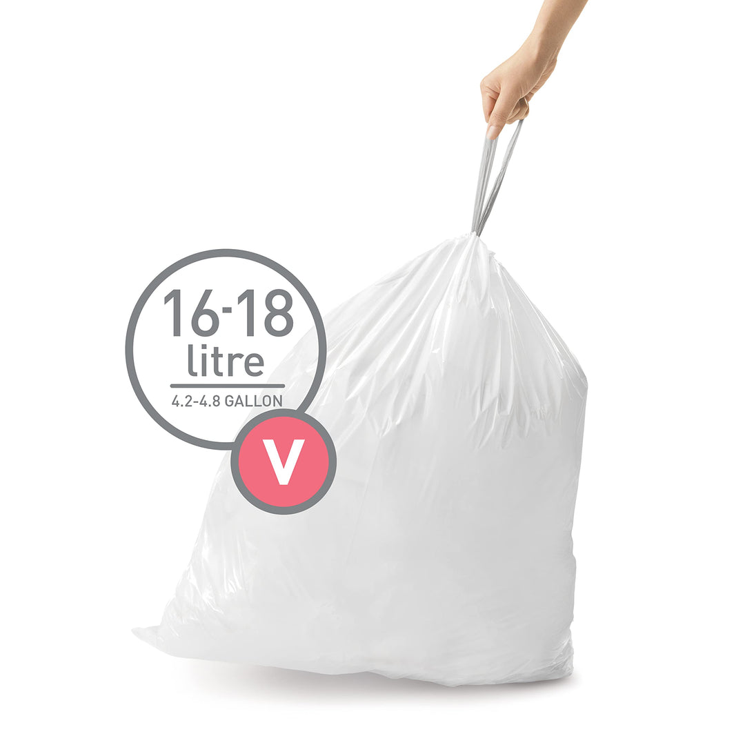 simplehuman CW0408 Code V Custom Fit Bin Liner Bulk Pack, White (60 Count)