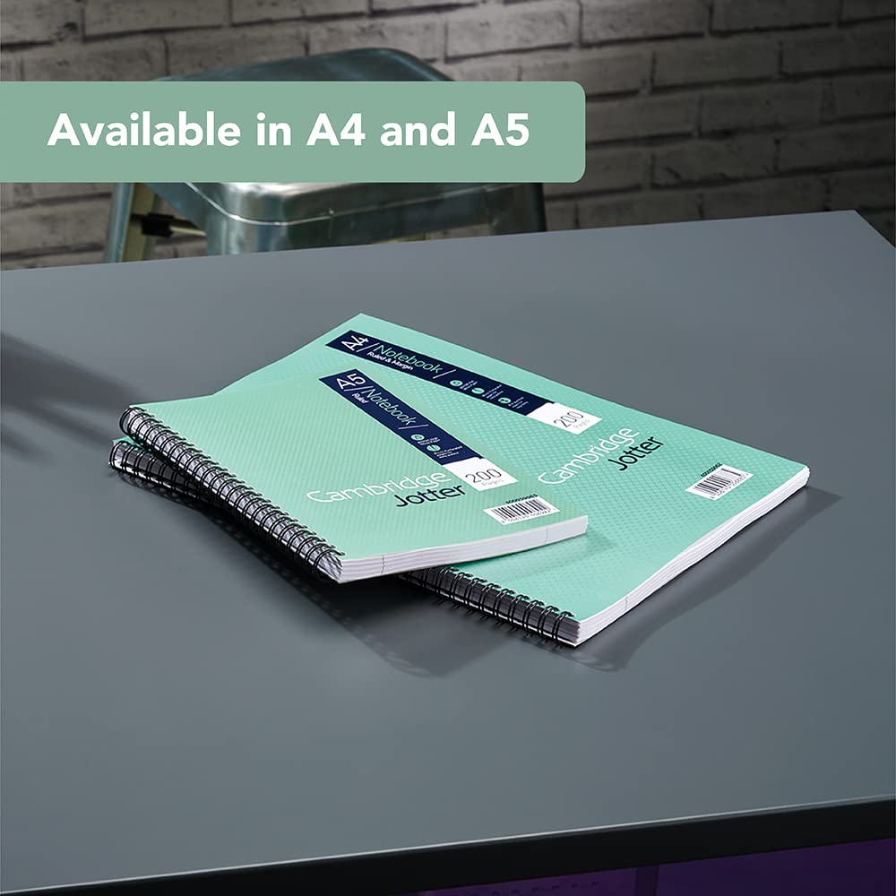 SUMMIT Cambridge Jotter A4 Wirebound Notebook - 200 Pages, 8mm Lined with Margin, 4-Hole Punched 6