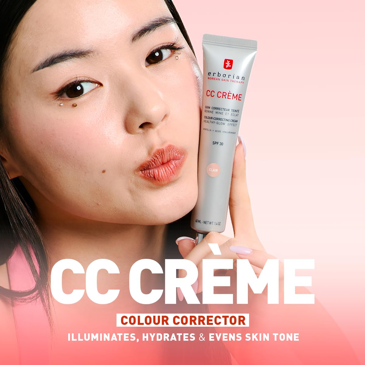 Erborian CC Cream - Color Correcting Moisturiser with Hyaluronic Acid & Centella Asiatica | SPF 30 | Clair | 40 ml
