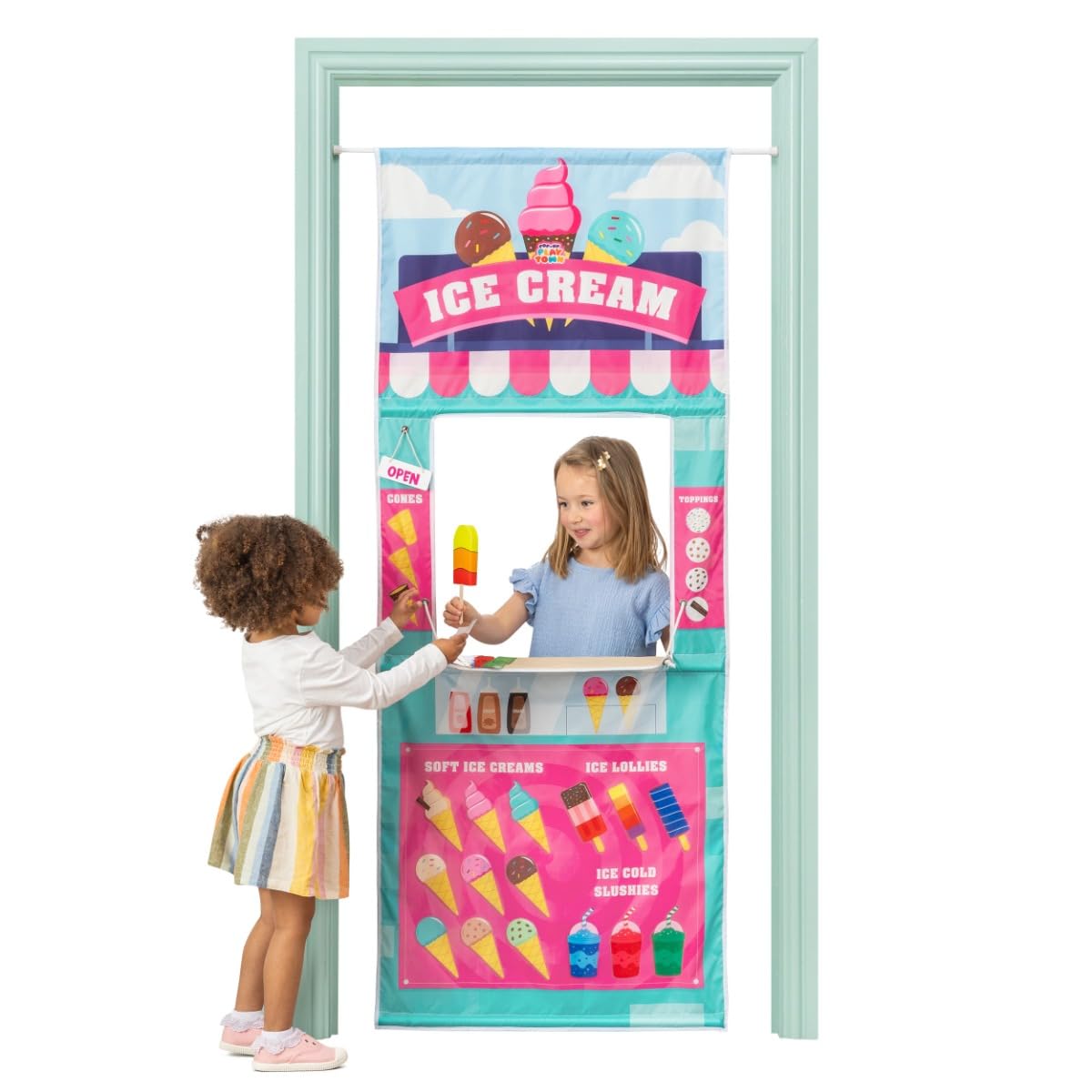 Playhouse Pop Up Play Town Hanging Doorway Ice Cream Shop Kids Role Play Toy 8