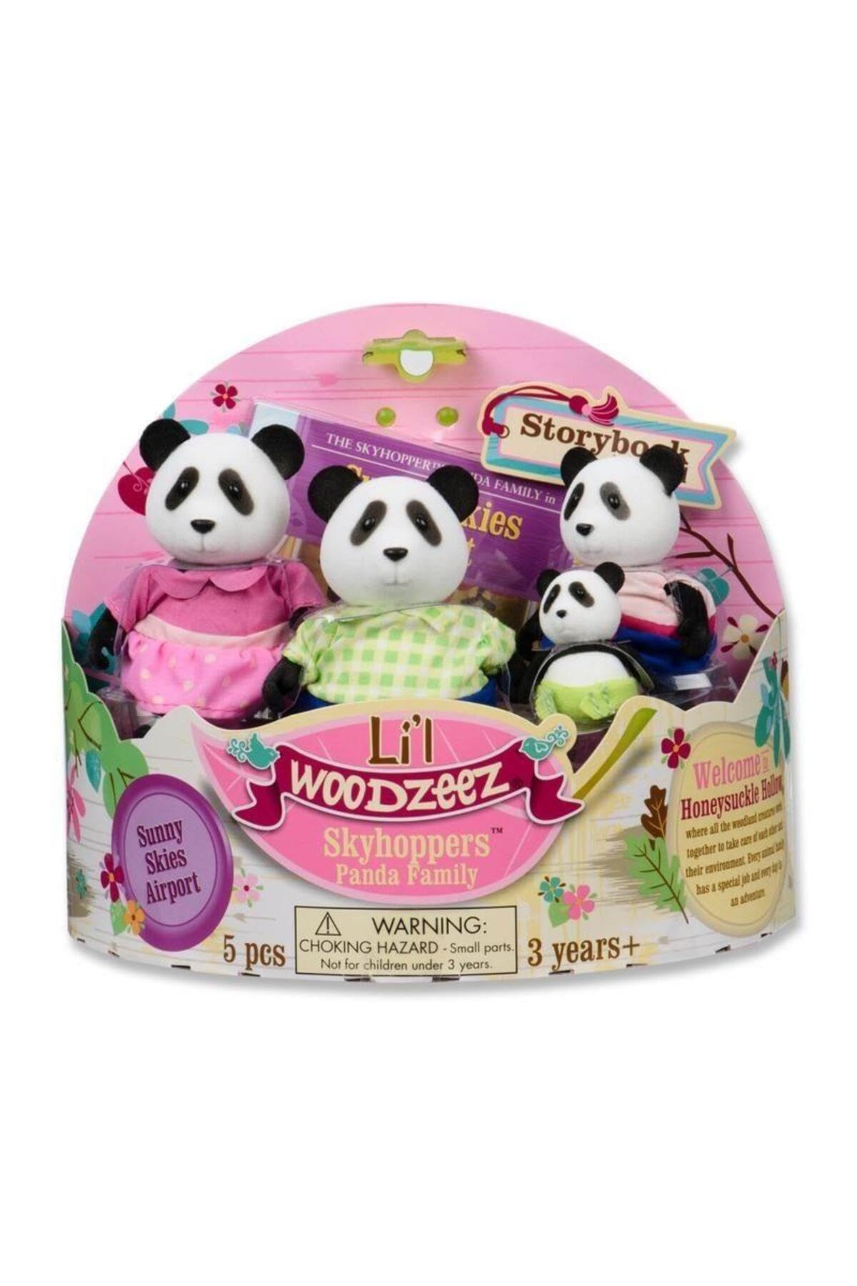 Li"l Woodzeez Skyhopper Panda Family Set of 4 Collectible Posable Figurines 4