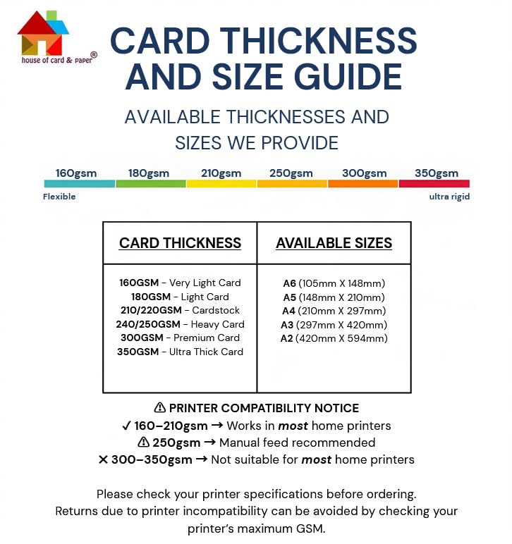 House of Card & Paper A4 210 GSM White Card - 100 Sheets | Smooth Finish | Made in UK 2