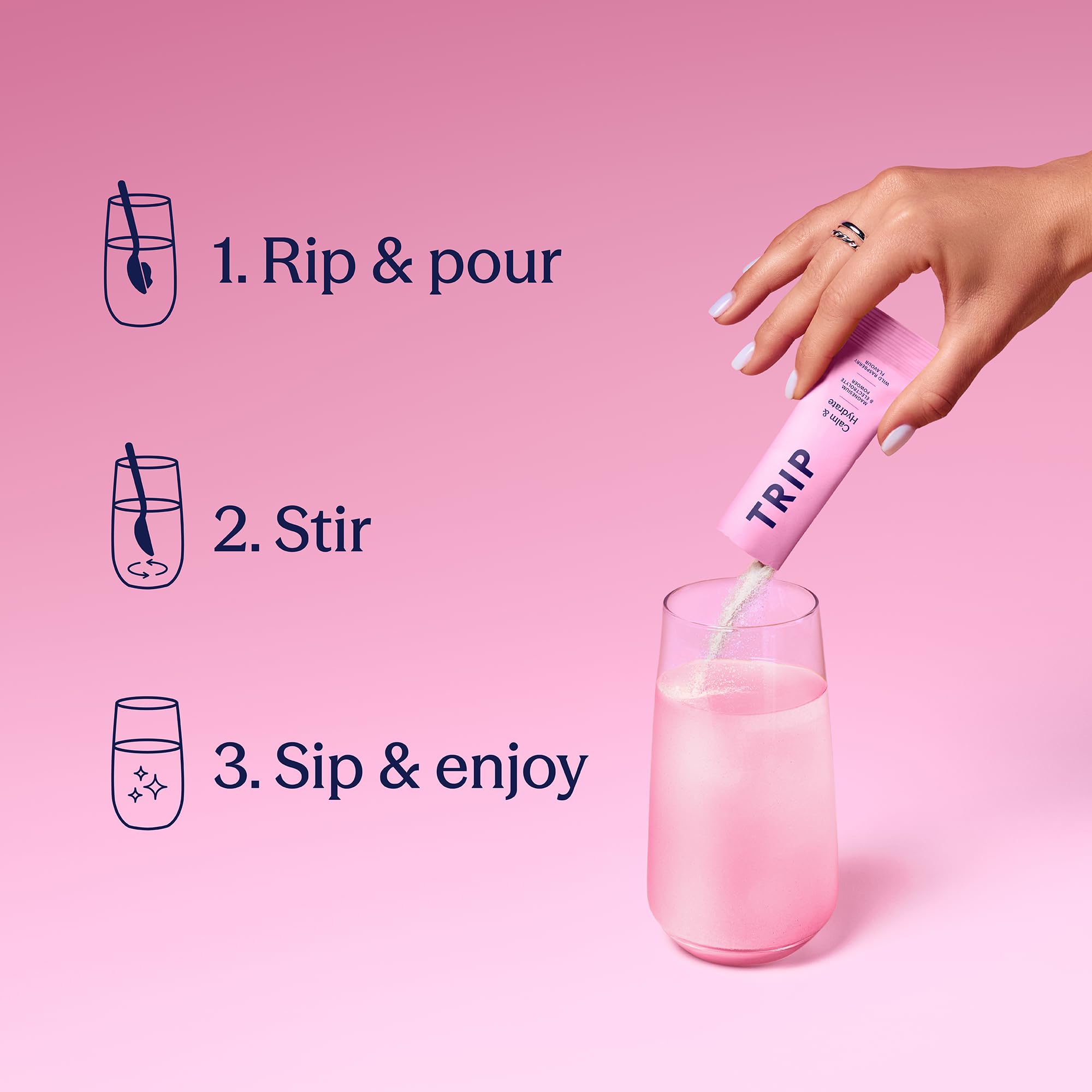 TRIP Calm & Hydrate Electrolyte + Magnesium Powder - Wild Raspberry | On-The-Go Sachets 3