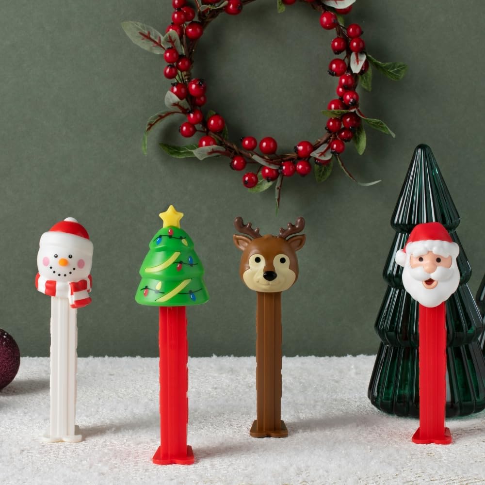 PEZ Christmas Themed Sweet Dispenser Multipack - Santa, Reindeer, Polar Bear, Snowman with Strawberry & Lemon Candy Refills 5