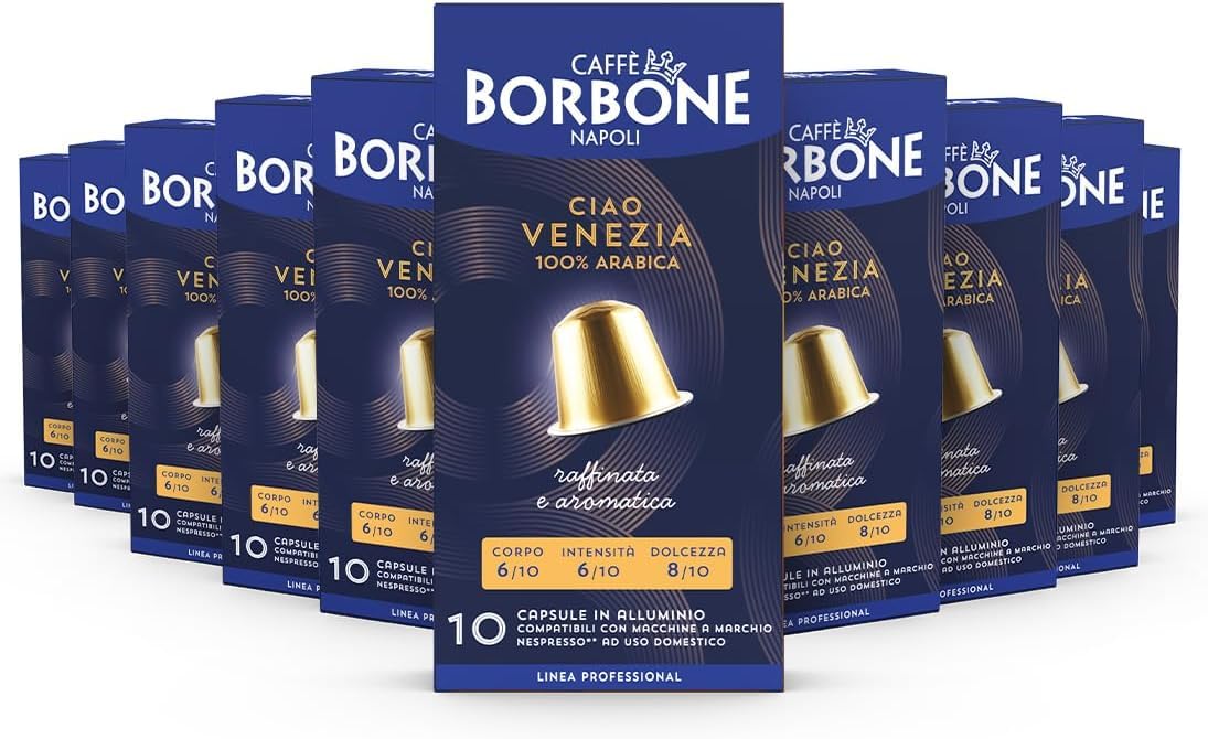 CAFFÈ BORBONE Ciao Venezia Blend Coffee Capsules - 100 Count Aluminum Pods (10 Packs) 1