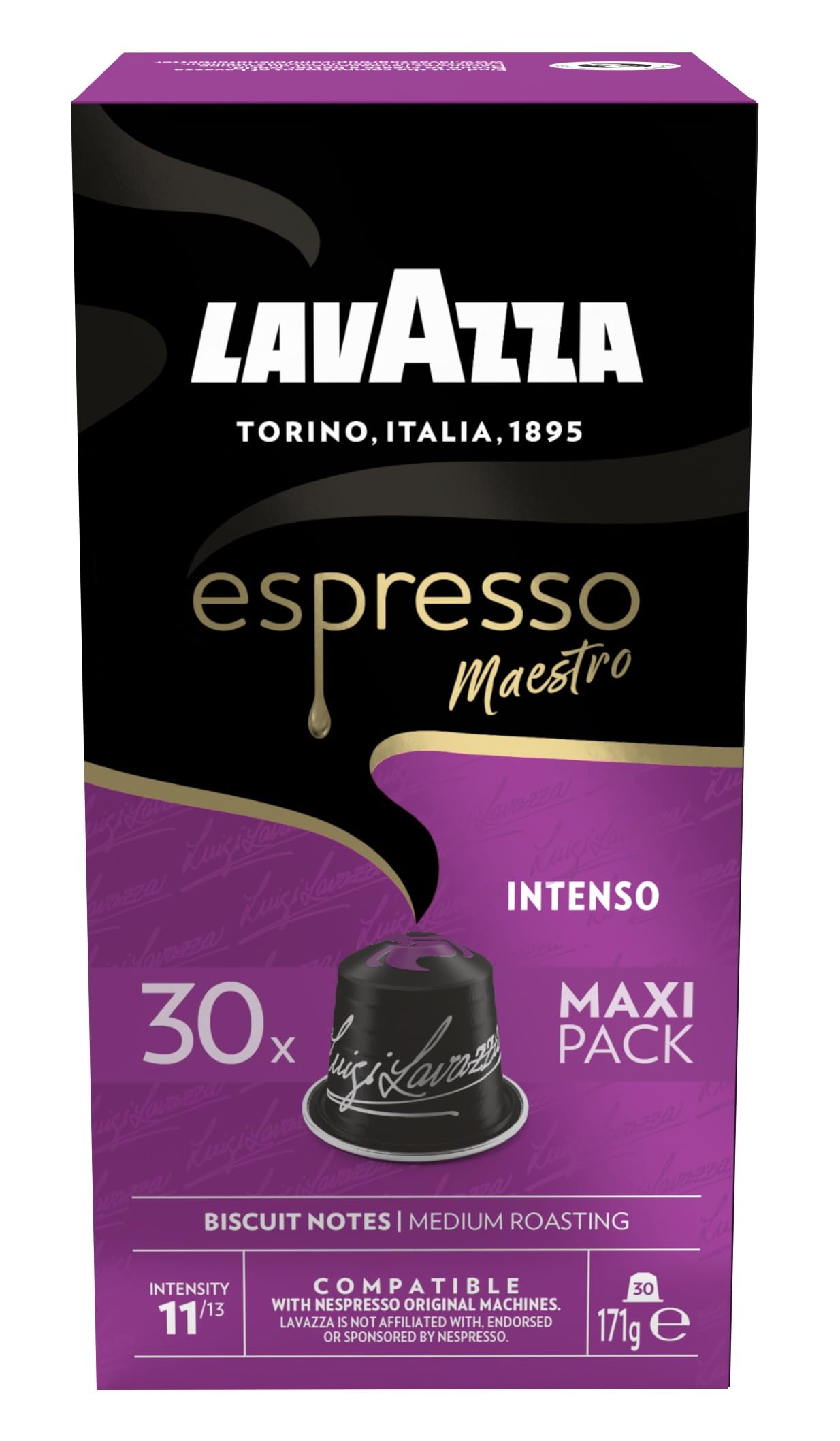 Lavazza Espresso Maestro Intenso - 30 Aluminum Capsules for Nespresso Original Machines 1