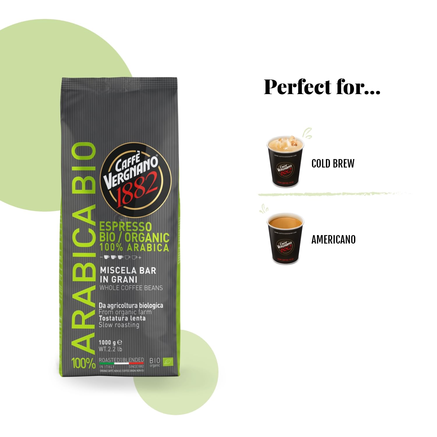 Caffè Vergnano 1882 100% Arabica Bio Whole Bean Roasted Coffee - 1 kg Pack 5