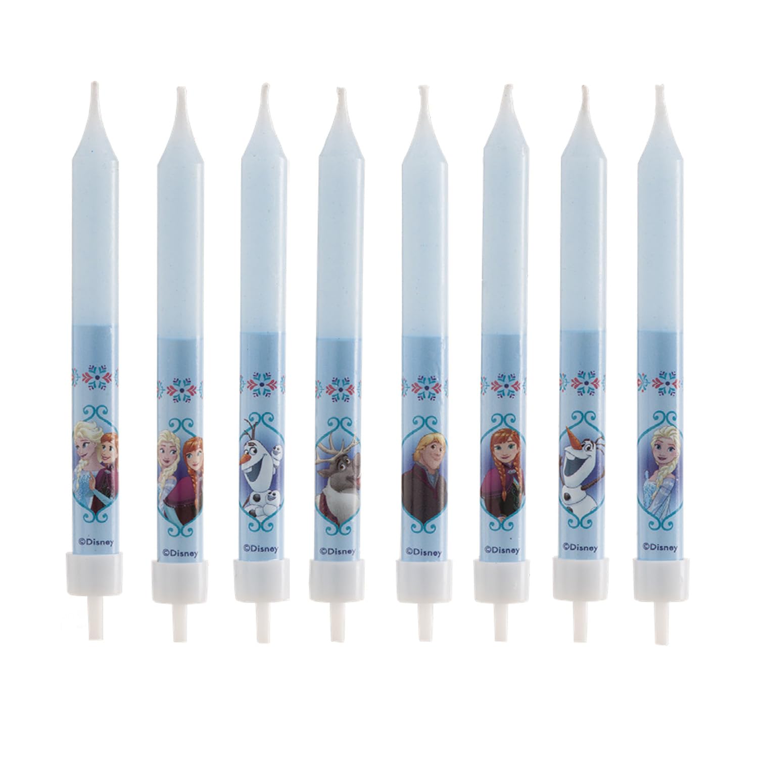 dekora Frozen Birthday Candles Set of 8 - Elsa, Anna, Olaf Characters | Slow Burning Wax