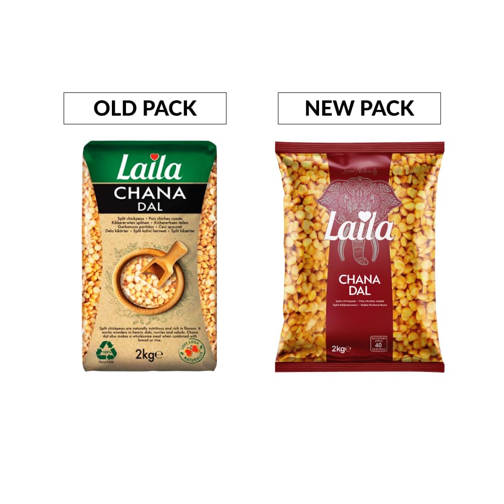 LAILA Chana Dal Split Chickpeas - 2 kg Pack | High in Protein & Fiber