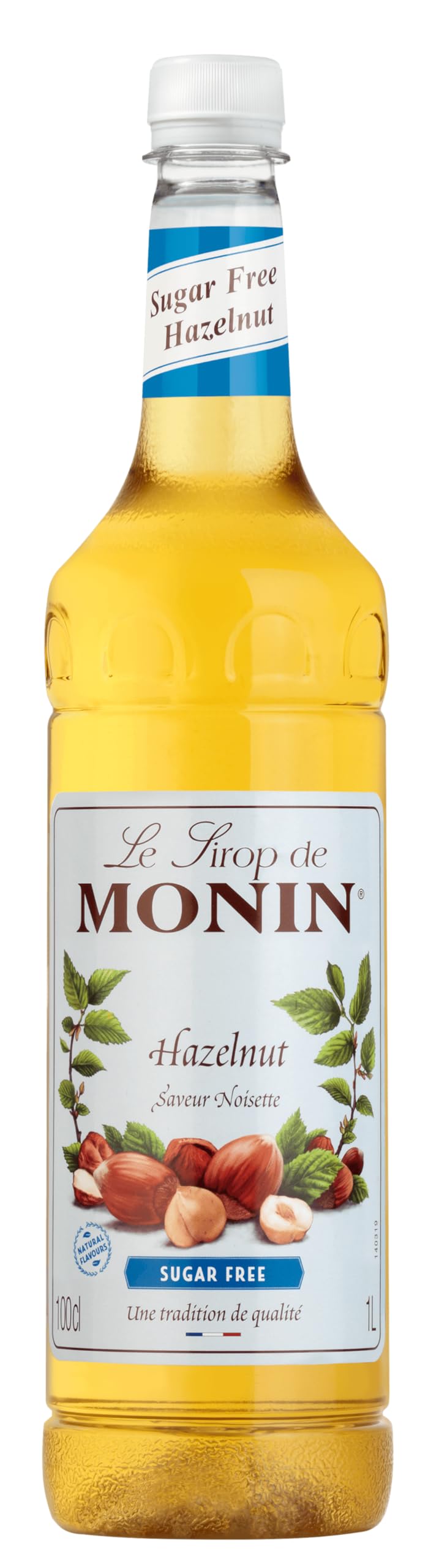 Monin Sugar Free Hazelnut Syrup - 1L PET Bottle | Low Calorie | Vegan & Kosher 1