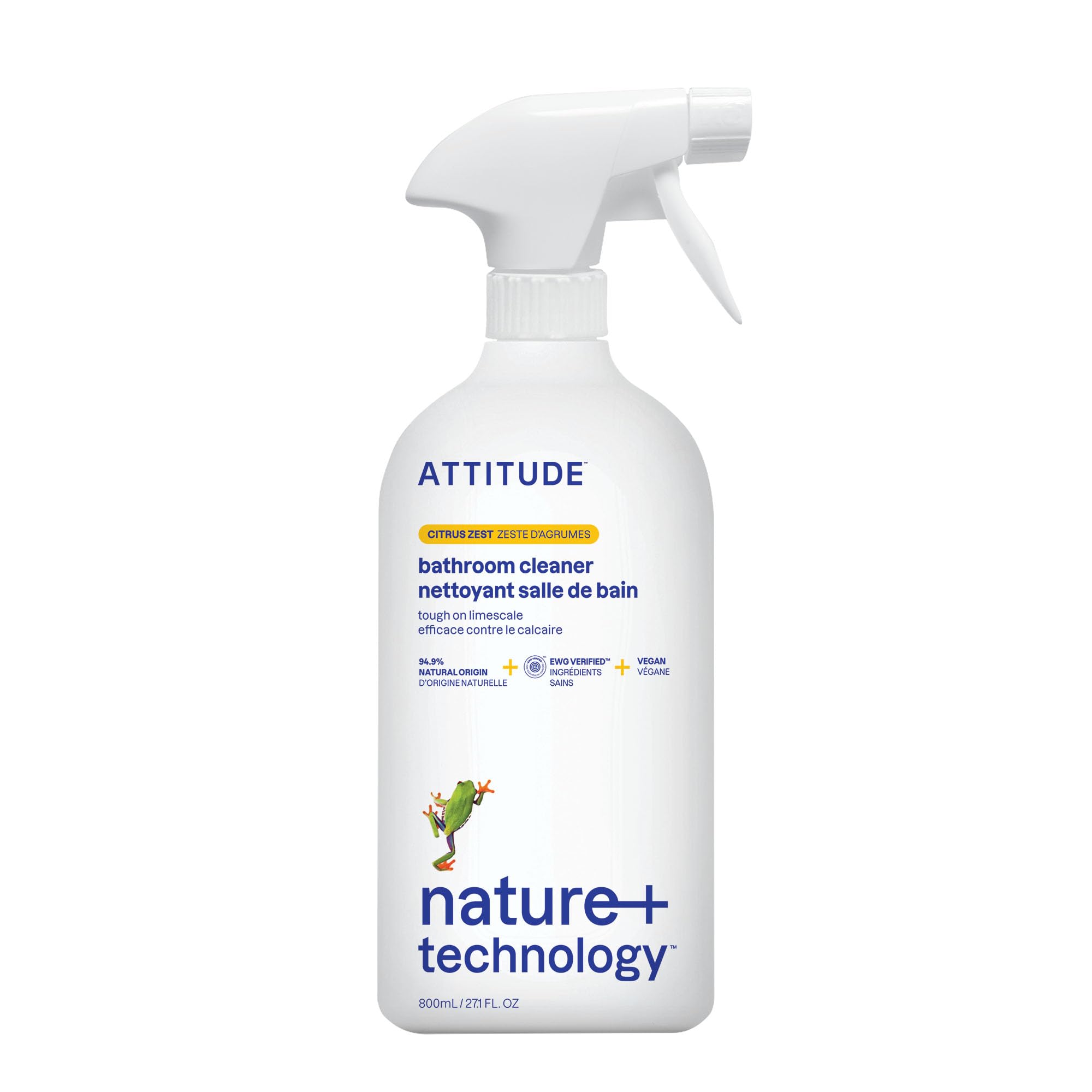 ATTITUDE Bathroom Cleaner Spray - EWG Verified, Plant-Based, Citrus Zest Scent | 800 ml 1