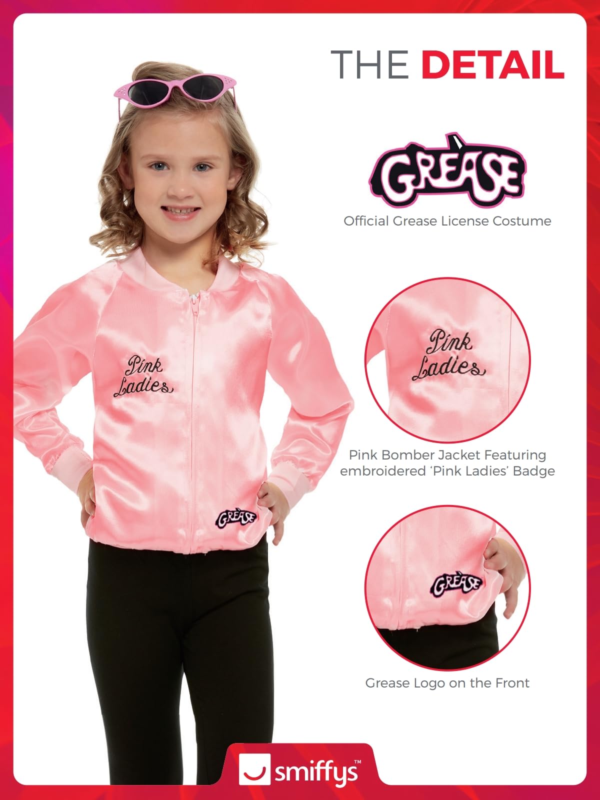 Smiffys Grease Pink Ladies Jacket Costume - Ages 7-9 3
