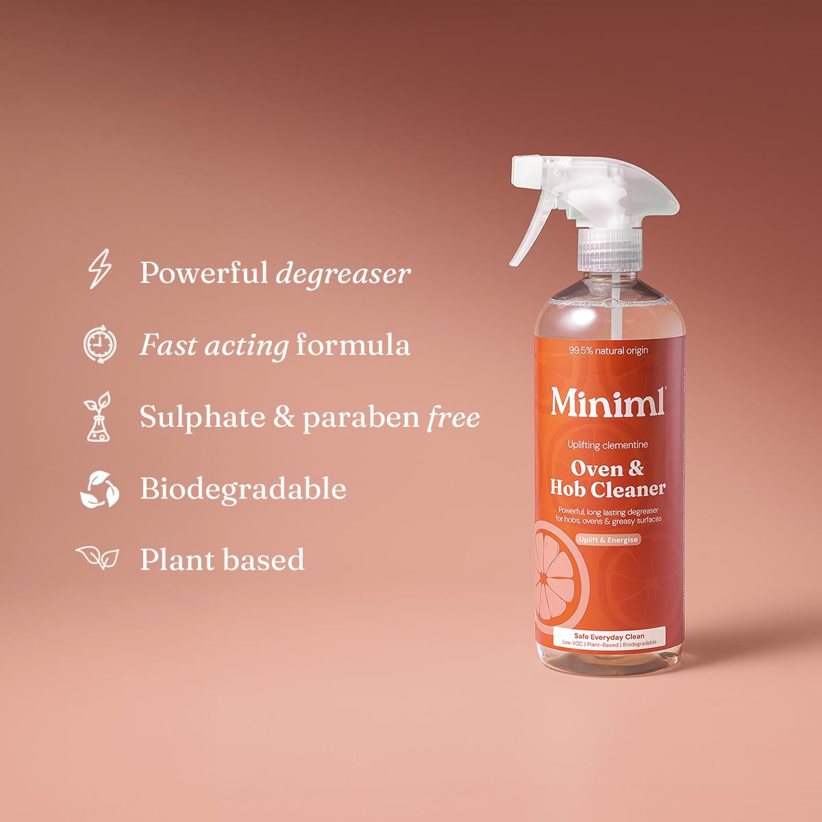 Miniml Oven & Hob Cleaner Spray - Powerful Grease Removal | Clementine Scent | 750ml 4