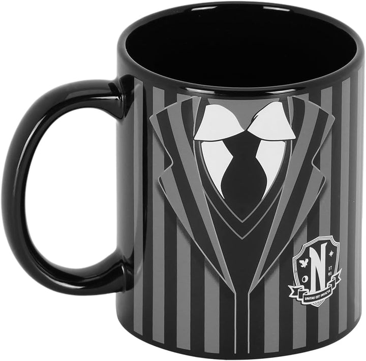 Wednesday Uniform Ceramic Mug - Black, 13 x 9.5 cm, Gift Box Included