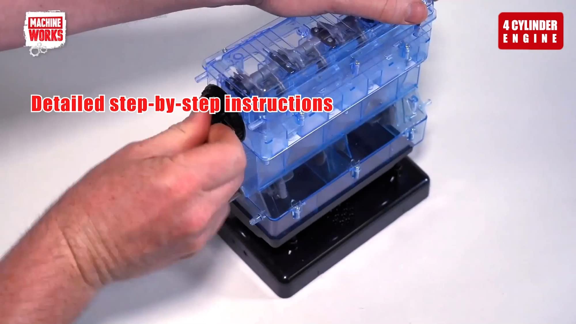 Machine Works 4-Cylinder Petrol Car Engine Replica Model - Build Your Own Engine Kit for Kids & Adults