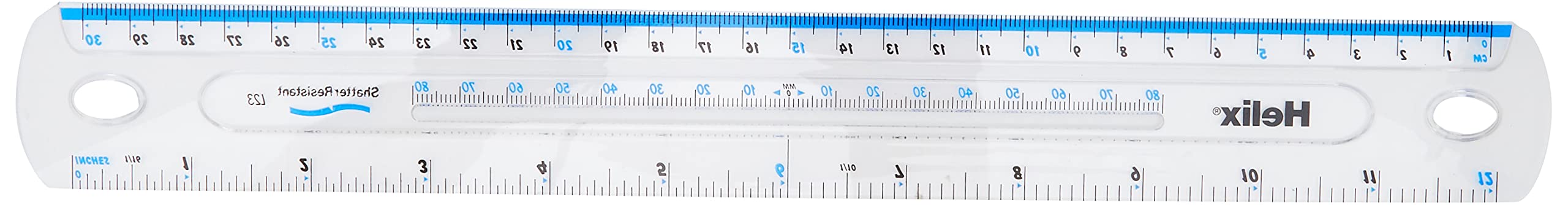 Helix 12 inch / 30cm Shatter Resistant Ruler - Metric & Imperial, White Kunststoff 3