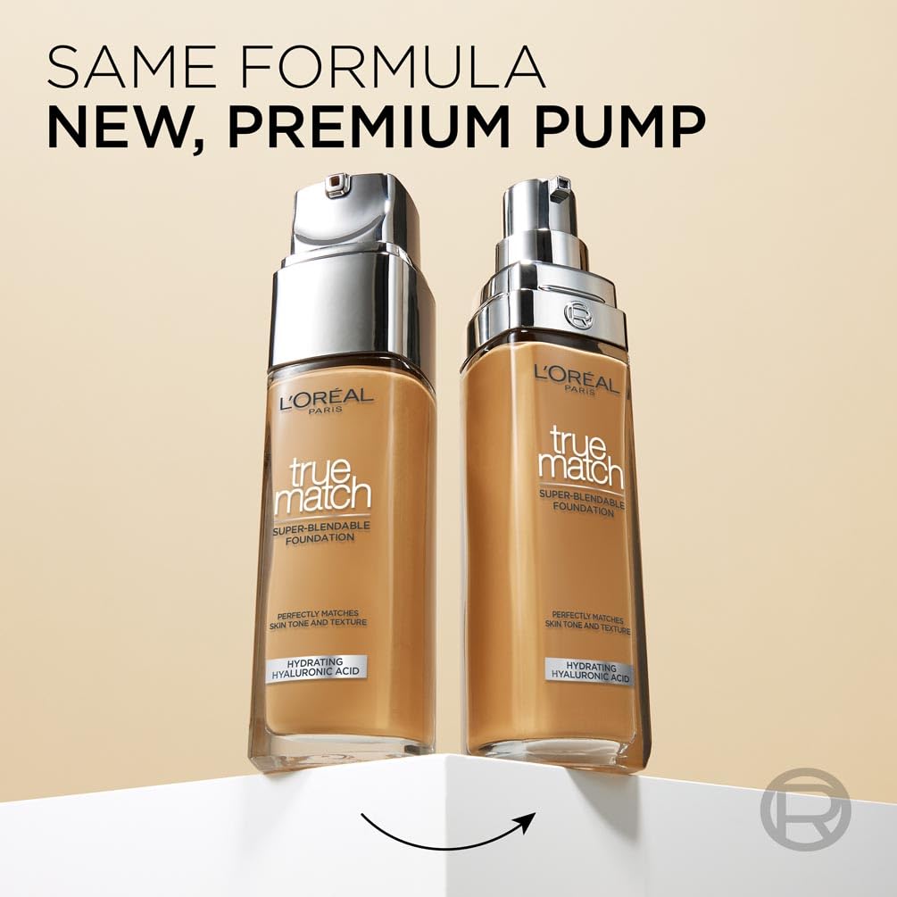 L'Oréal Paris True Match Liquid Foundation (30ml) - Skincare-Infused with Hyaluronic Acid, SPF 16, 46 Shades, 7.C Rose Amber 4