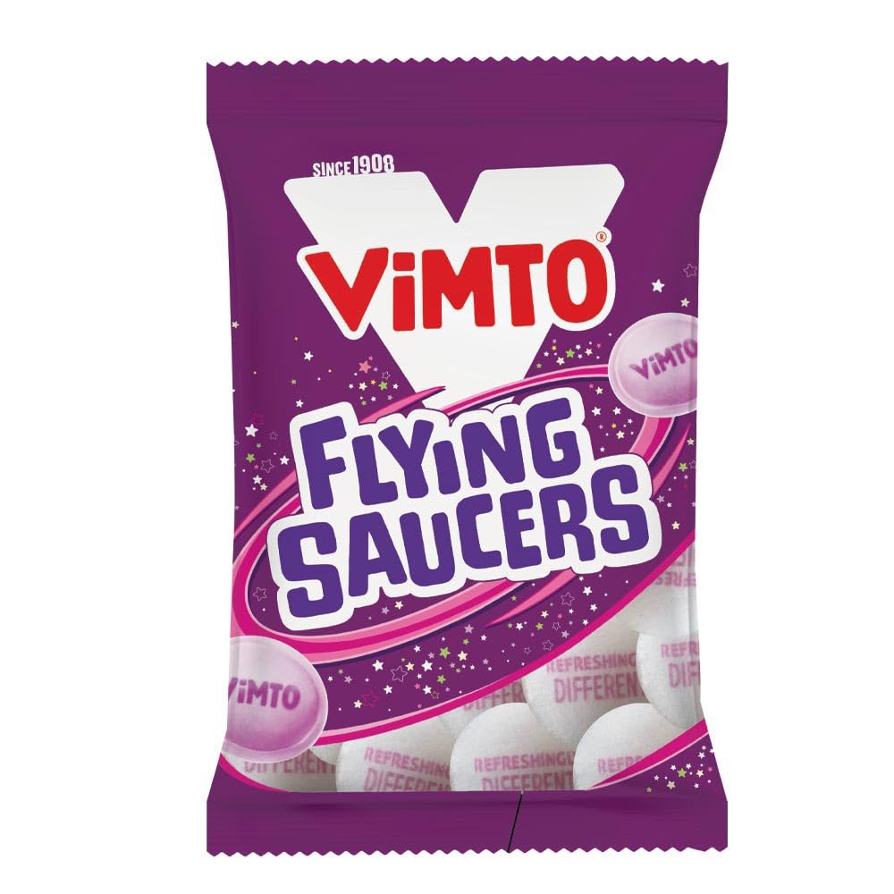 Vimto Flying Saucers - Tangy Sherbet Filled Wafer Sweets | Pack of 10 | 33g Each 2