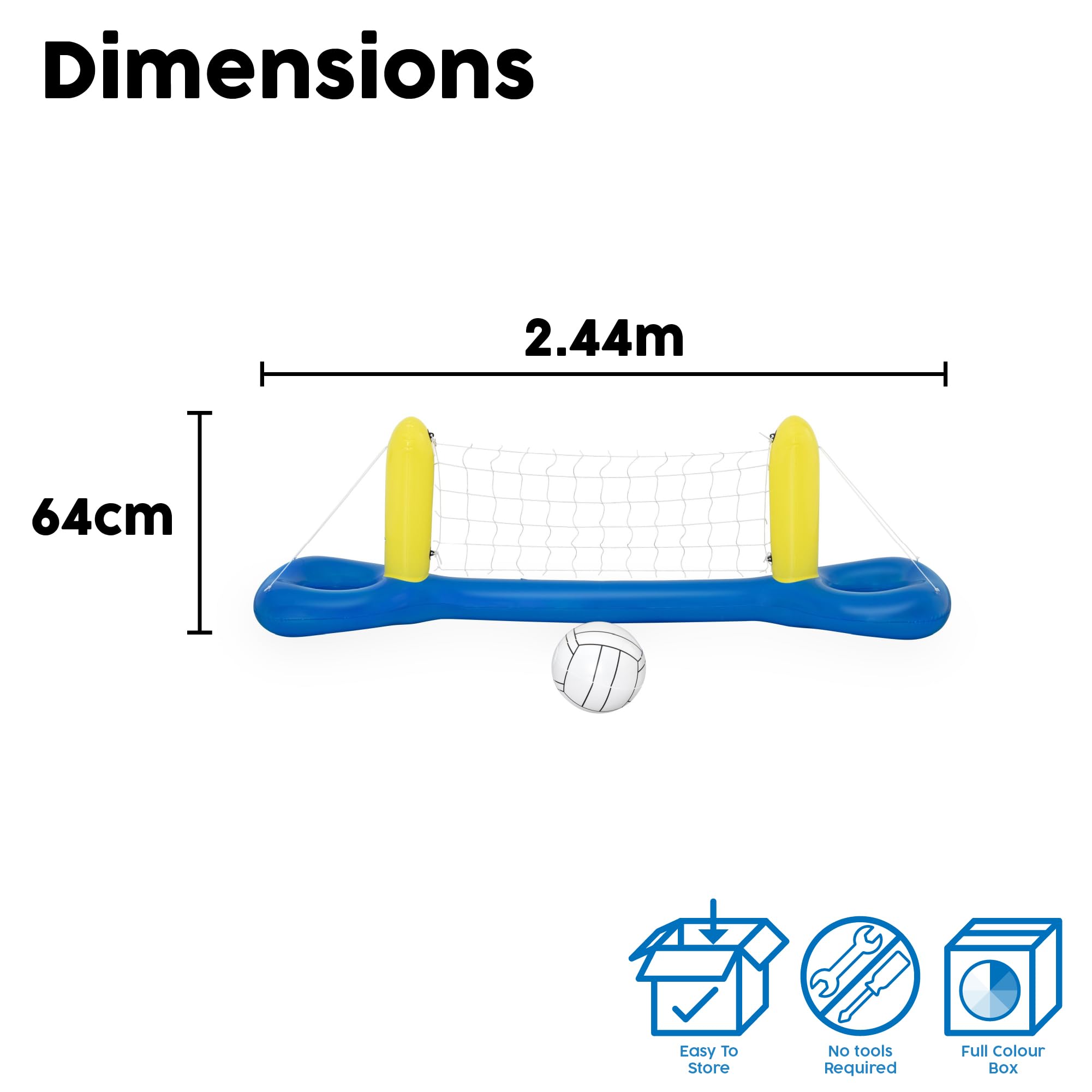 Bestway Inflatable Volleyball Set with Net and Ball for Pool Play | 2.44m x 64cm 7