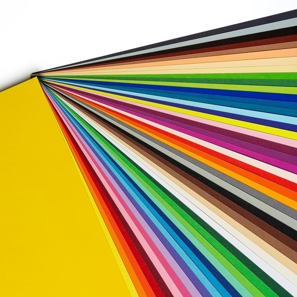 Hawksbill 130GSM A4 Coloured Paper - 50 Pack Assorted Rainbow Sheets for Arts & Crafts
