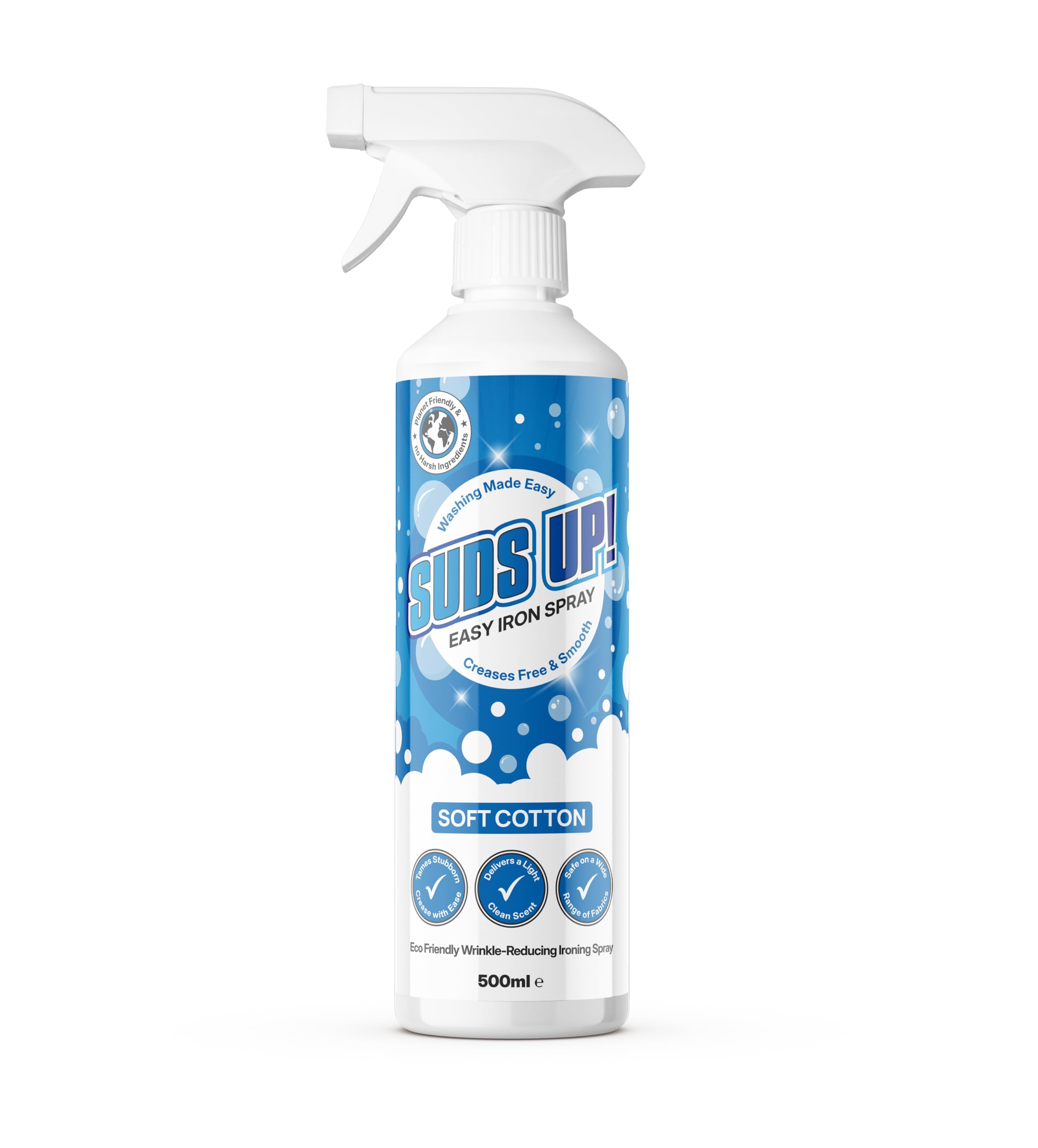 Suds Up! Easy Iron Spray - Soft Cotton Scent | 500 ml | Wrinkle Reducing Liquid
