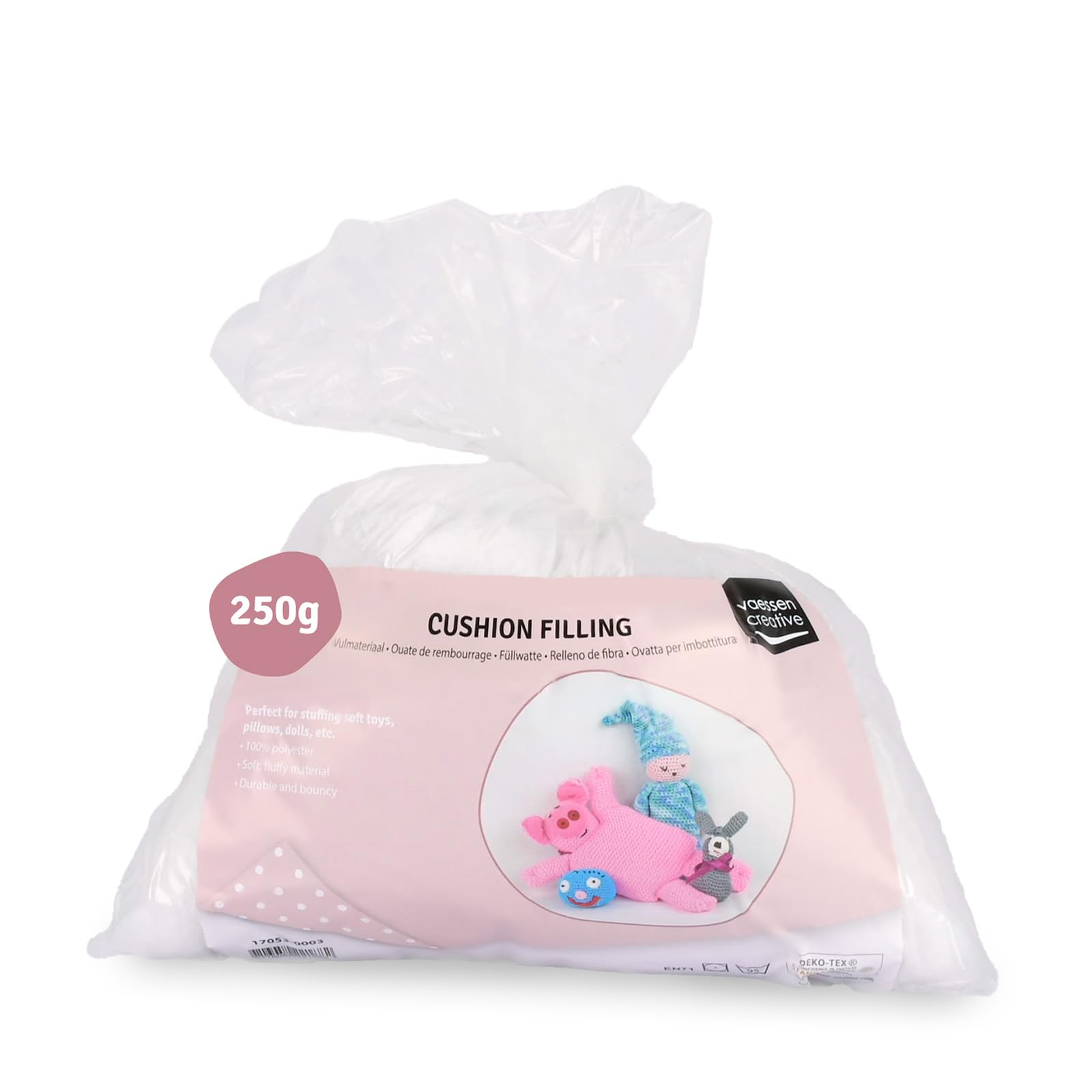 Vaessen Creative Toy Stuffing - 250 g Soft Polyester Cushion Filler | Hypoallergenic | Washable up to 95°C