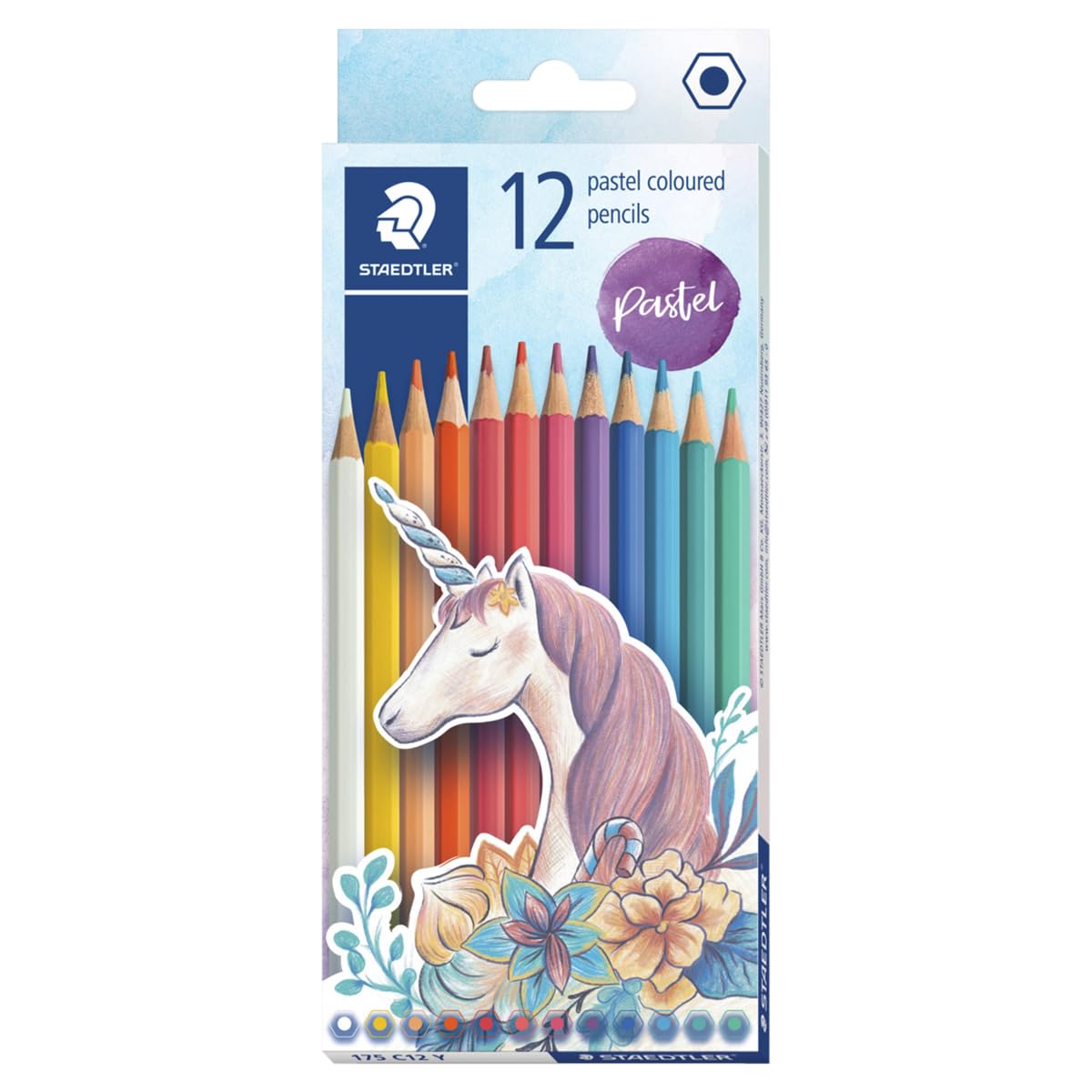 STAEDTLER 175 C12 Y Wood-Free Coloured Pencils - Pastel Colours | Box of 12 | Erasable