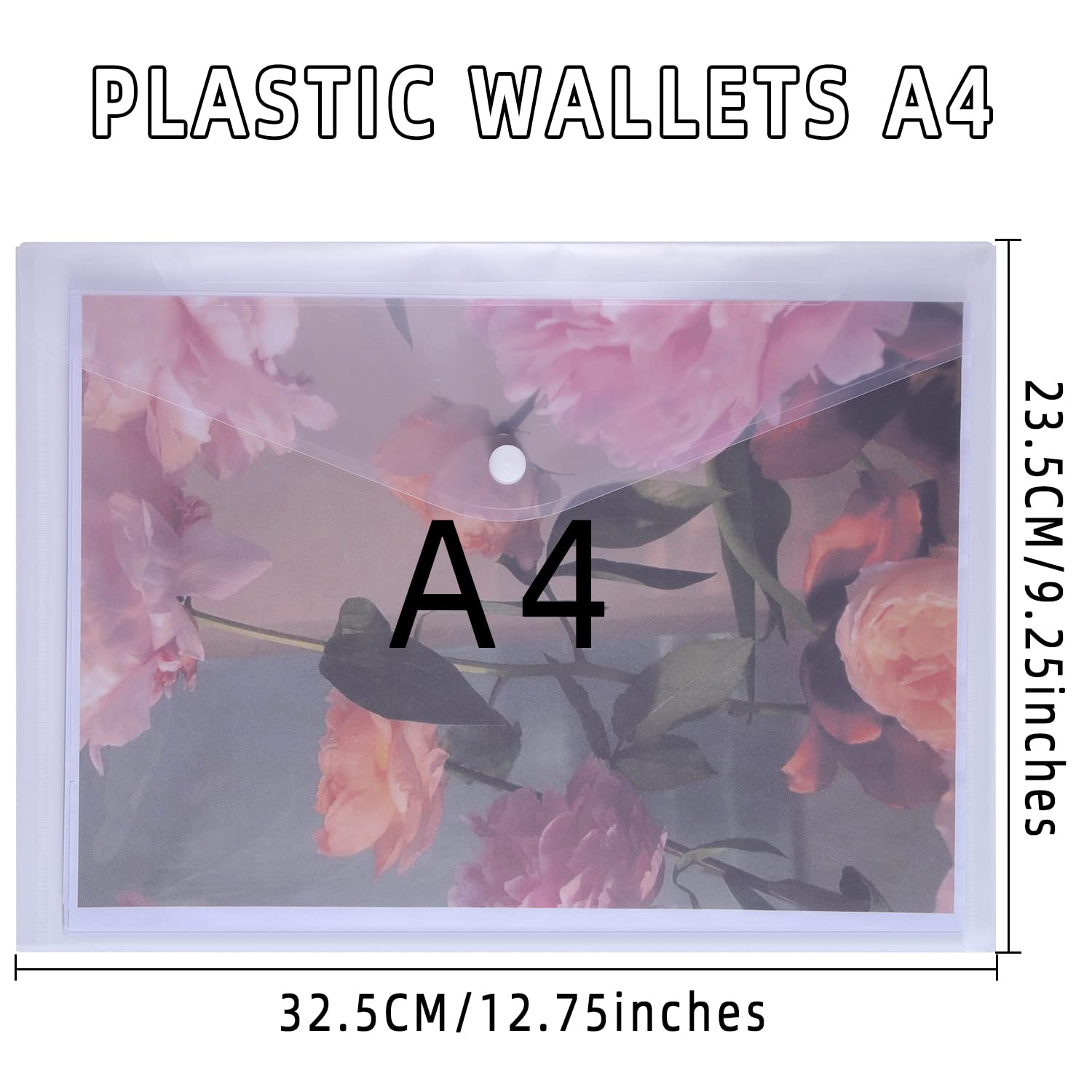 NORTHERN BROTHERS Clear Plastic Wallets - A4 Document Folder Popper Pocket Wallet, 24 Pack