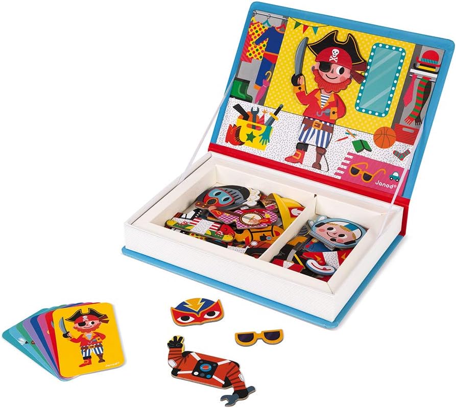 Janod J02719 Magneti'Book Costumes Magnetic Playset - Educational Game for Kids 3-8 Years