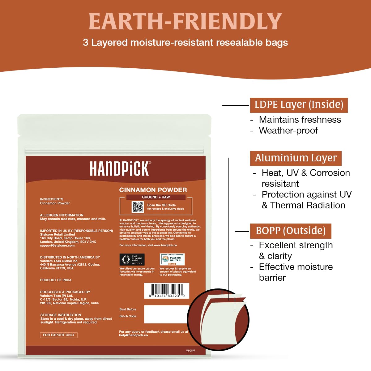 HANDPICK Cinnamon Powder - Raw Ground Spice for Cooking, Smoothies, Lattes & Tea | 200g (7oz) Resealable Pouch 5