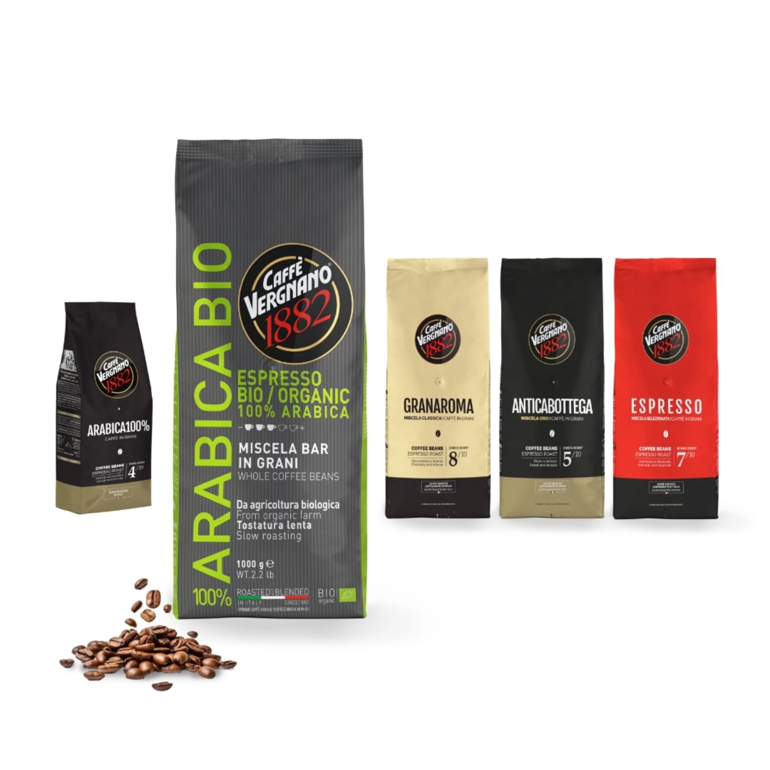 Caffè Vergnano 1882 100% Arabica Bio Whole Bean Roasted Coffee - 1 kg Pack 2